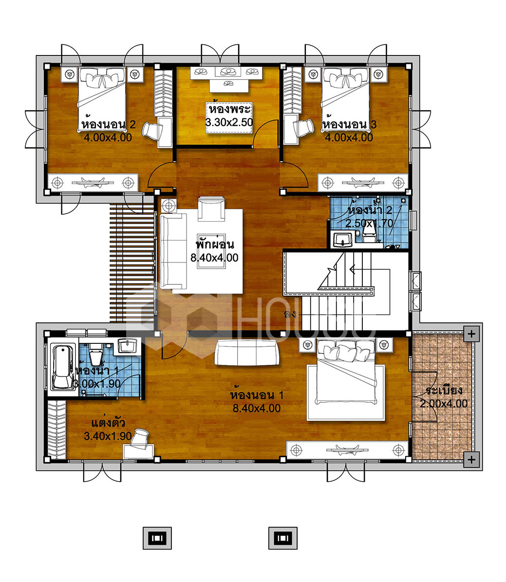 4 Bedroom House Plans 18x22 Meter 59x72 Feet first floor