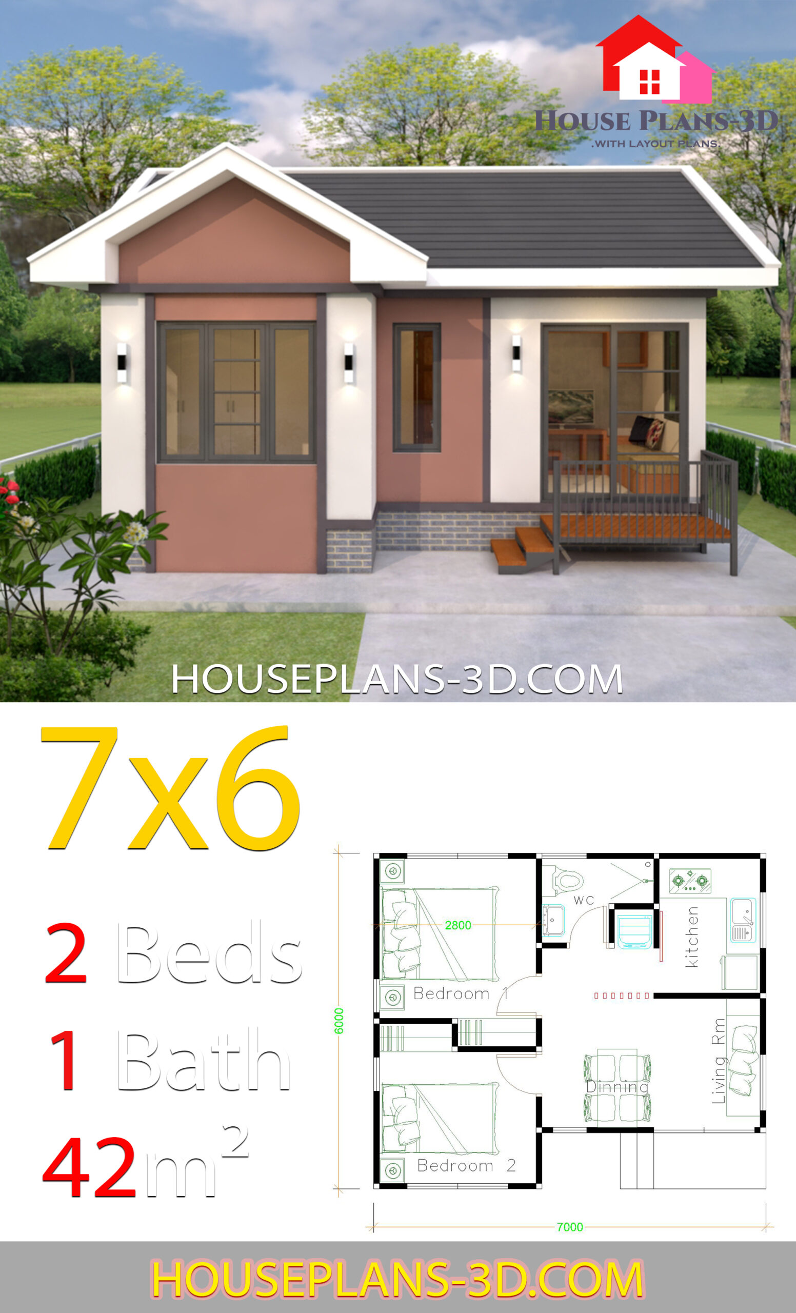 6 Small House Plans 7x7 with Floor Detailing You will Love