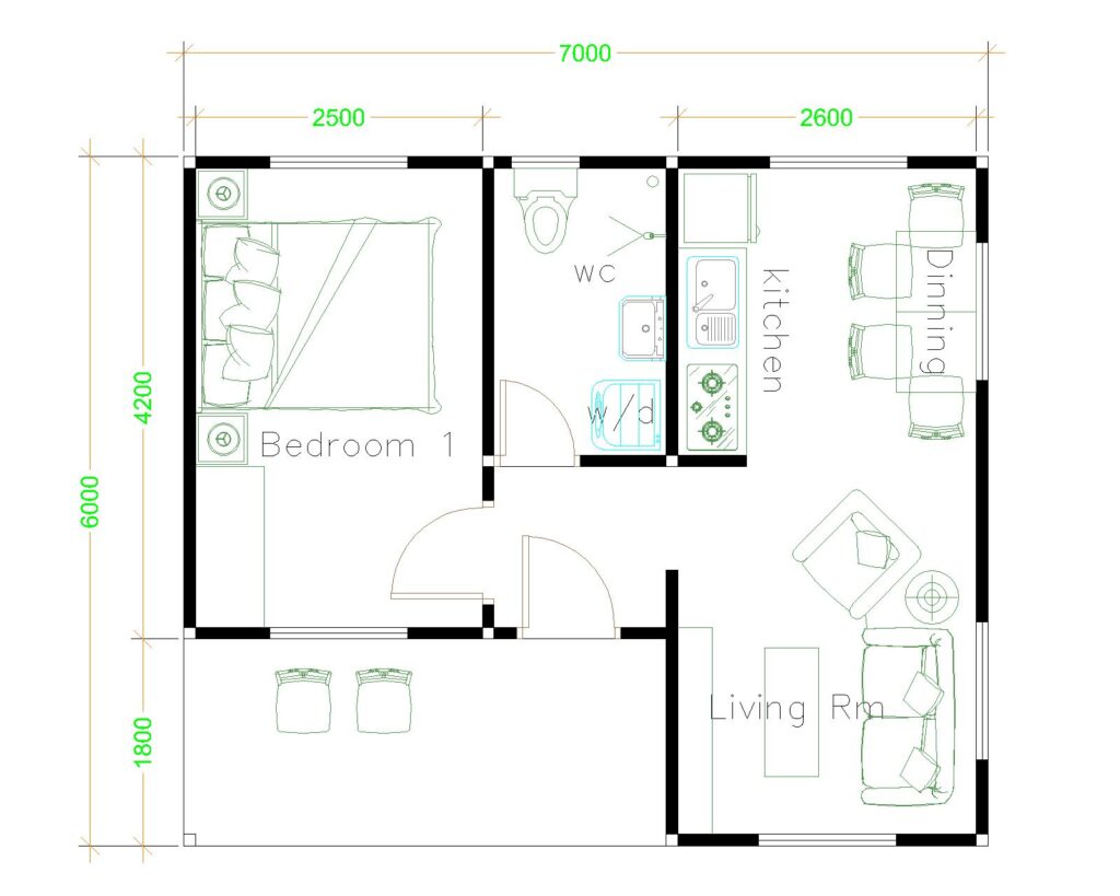 5 Best Single Plans 7x6 Meters with Floor Plan floor plan
