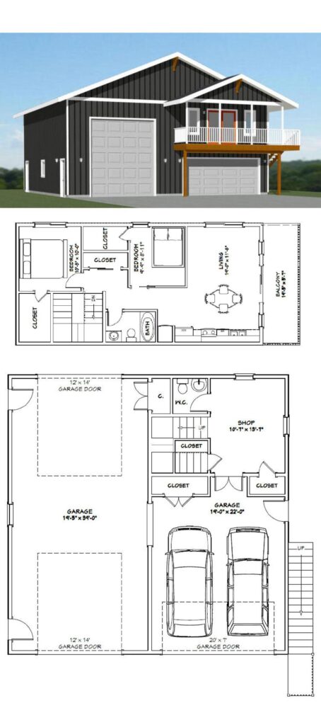40x40 House Plan 2 Bedrooms 1.5 Baths 1,004 sq ft PDF Floor Plan