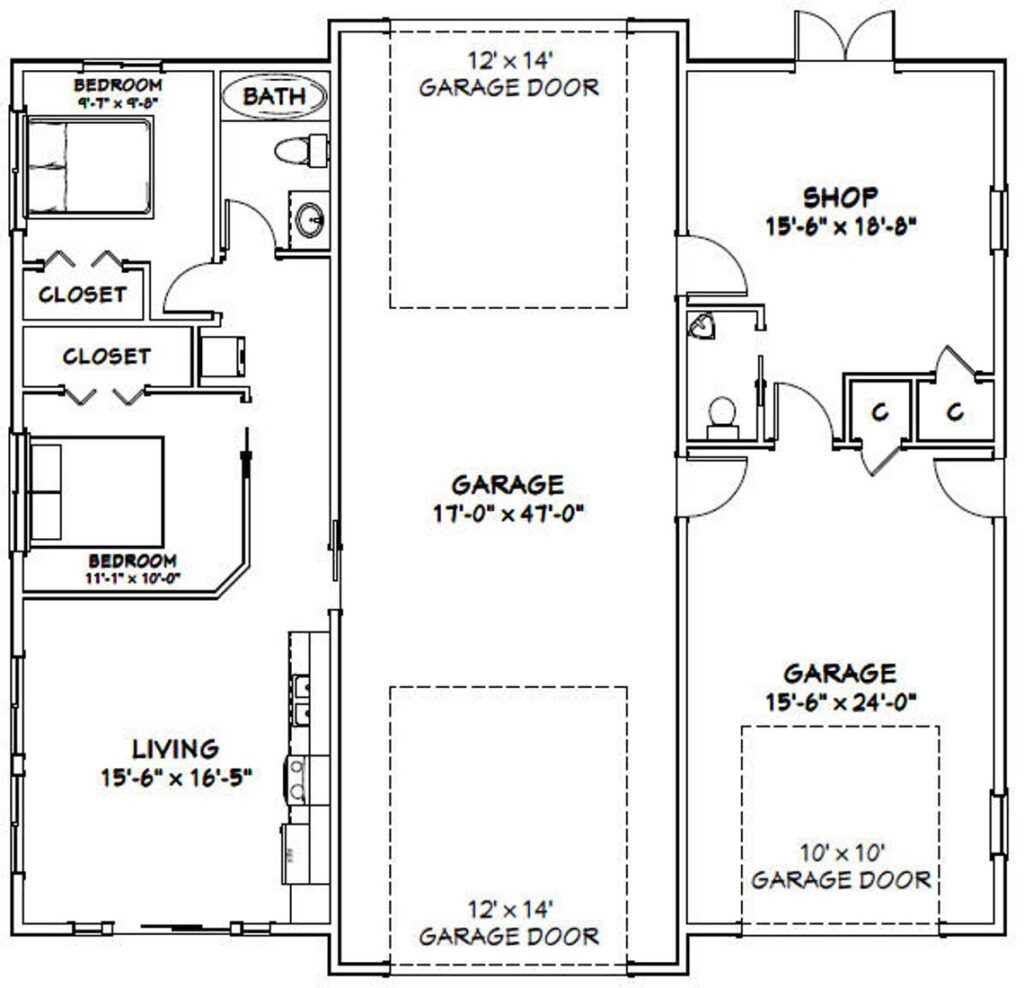 50x48 Garage Plan 1 RV 1 Car 2 Br 1.5 Ba PDF Floor Plan 2,274 sq ft