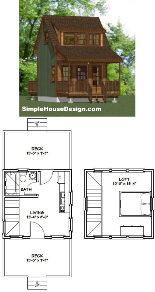 14x14-Small-House-Plan-1-Bedroom-1-Bath-343-sq-ft-PDF-Floor-Plan-3d