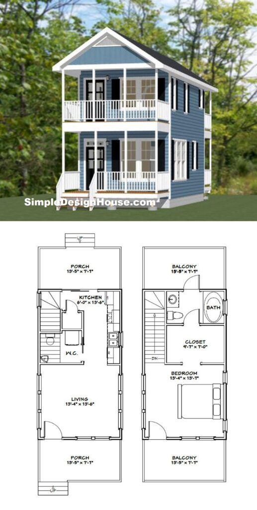 14x28-Tiny-House-Design-1-Bedroom-1.5-Bath-749-sq-ft-PDF-Floor-Plan-3d