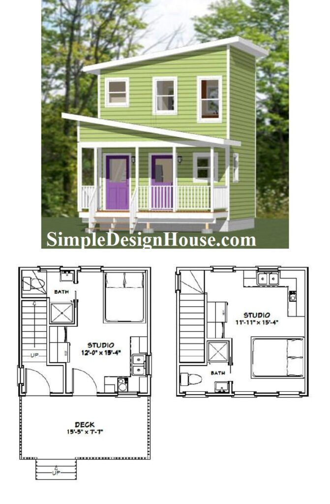 16x16-Small-Duplex-House-441-sq-ft-PDF-Floor-Plan-3d