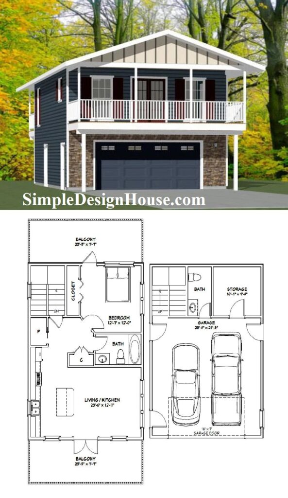 24x32-Small-Floor-Design-House-1-Bedroom-1.5-Bath-830-sq-ft-PDF-Floor-Plan-3d