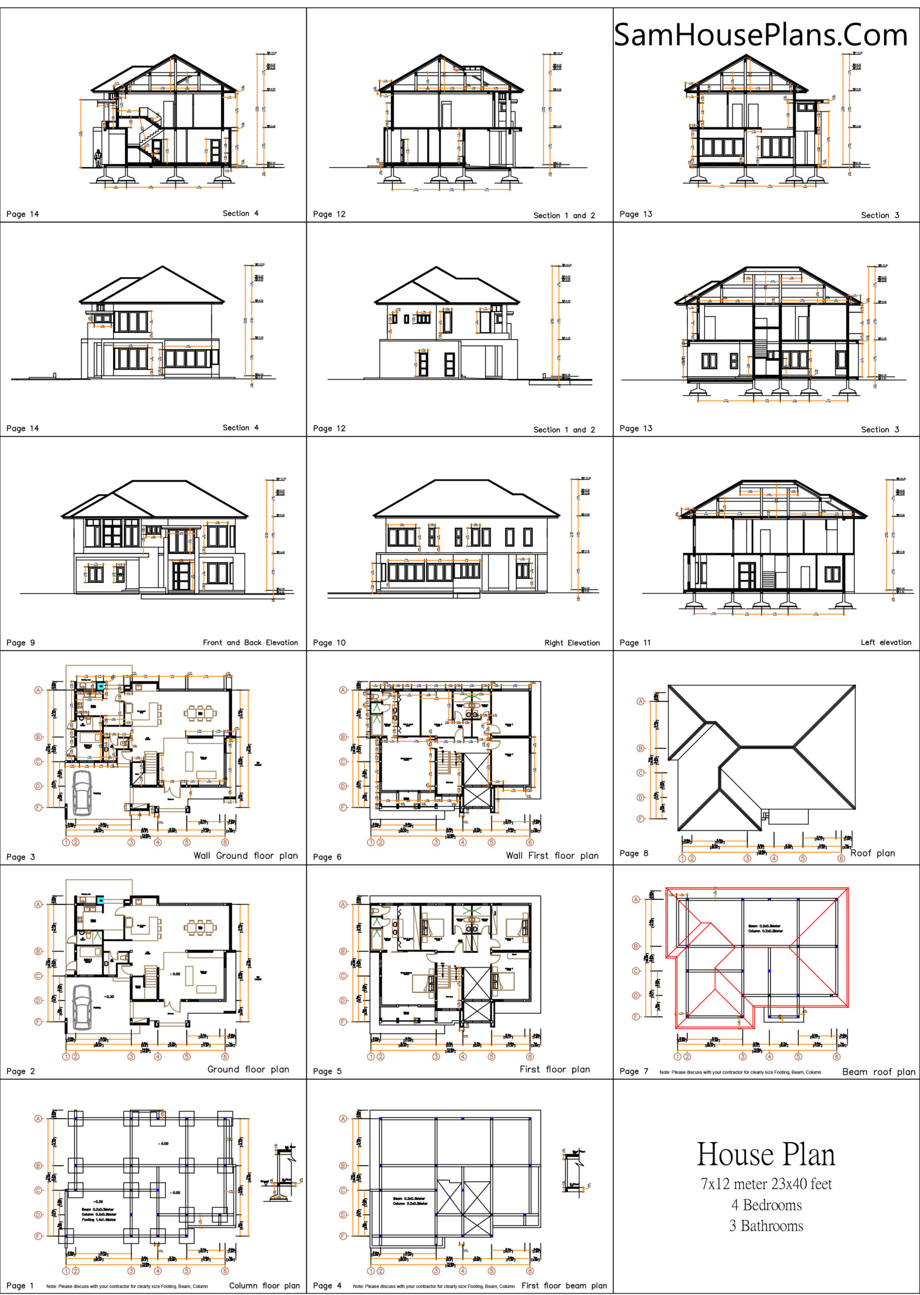 House Design Plans 15x11 Meter 49x36 Feet 4 Bedrooms Pdf Full Plan All House plan