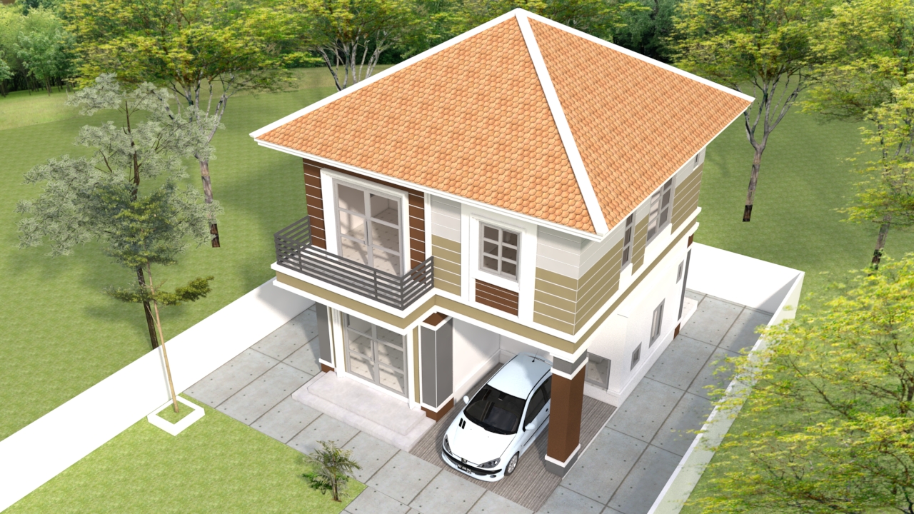 Small House Design 7x7m with 3 Beds 2