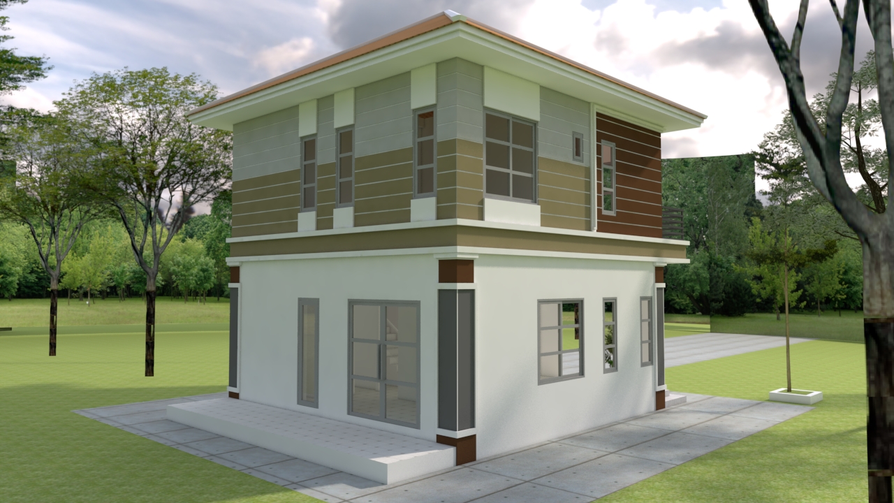 Small House Design 7x7m with 3 Beds 3