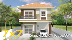 Small House Design 7x7m with 3 Beds