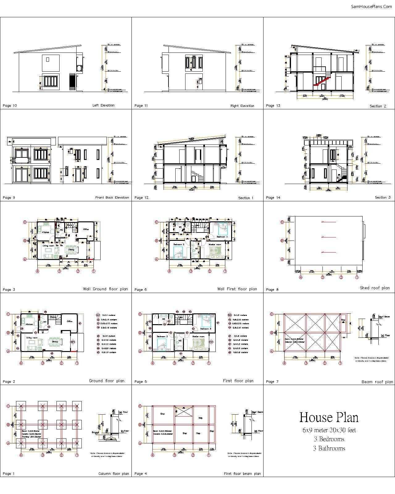 Small house plan 6x9m-All