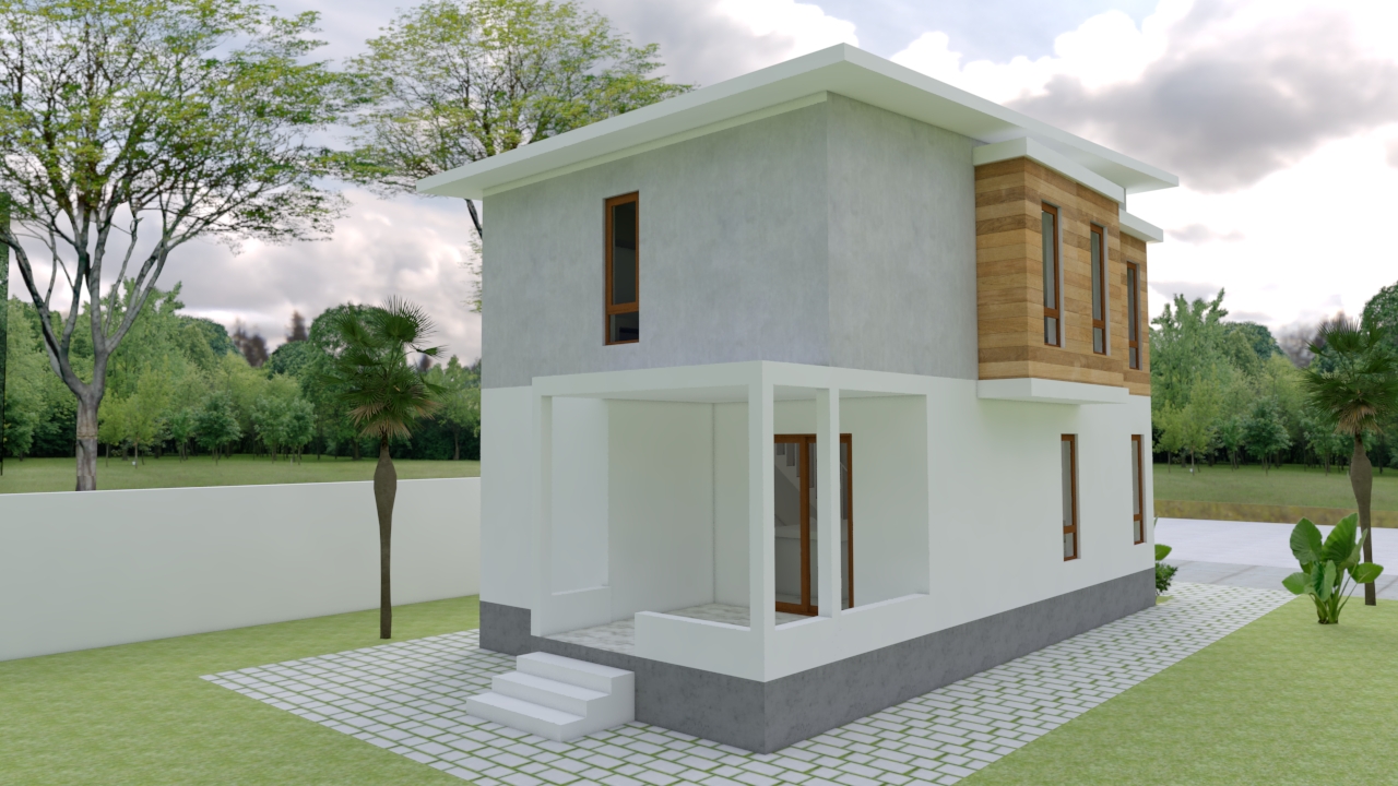 House Plans 5.4x9m with 3 Bedrooms back house view