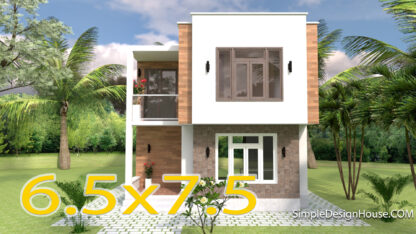 Modern House Plans 6.5x7.5m 21x25f 2 Beds