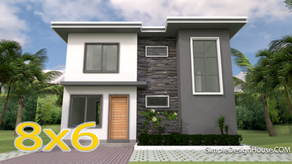 Simple House Design 8x6m with 3 Bedrooms