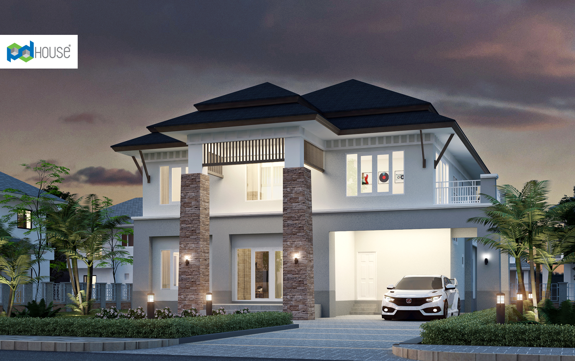4 Bedroom House Plans 18x22 Meter 59x72, How Many Bathrooms For A 4 Bedroom House