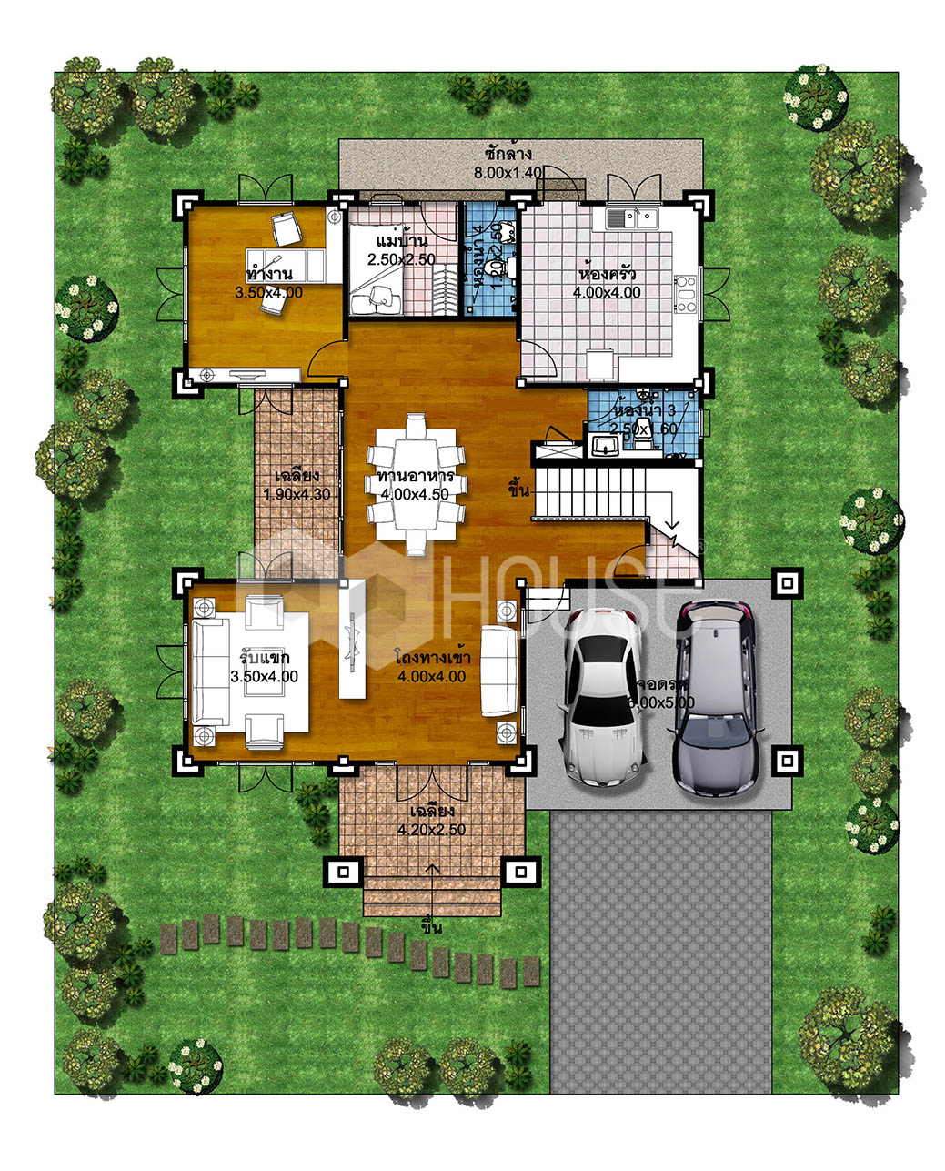 4 Bedroom House Plans 18x22 Meter 59x72 Feet ground floor