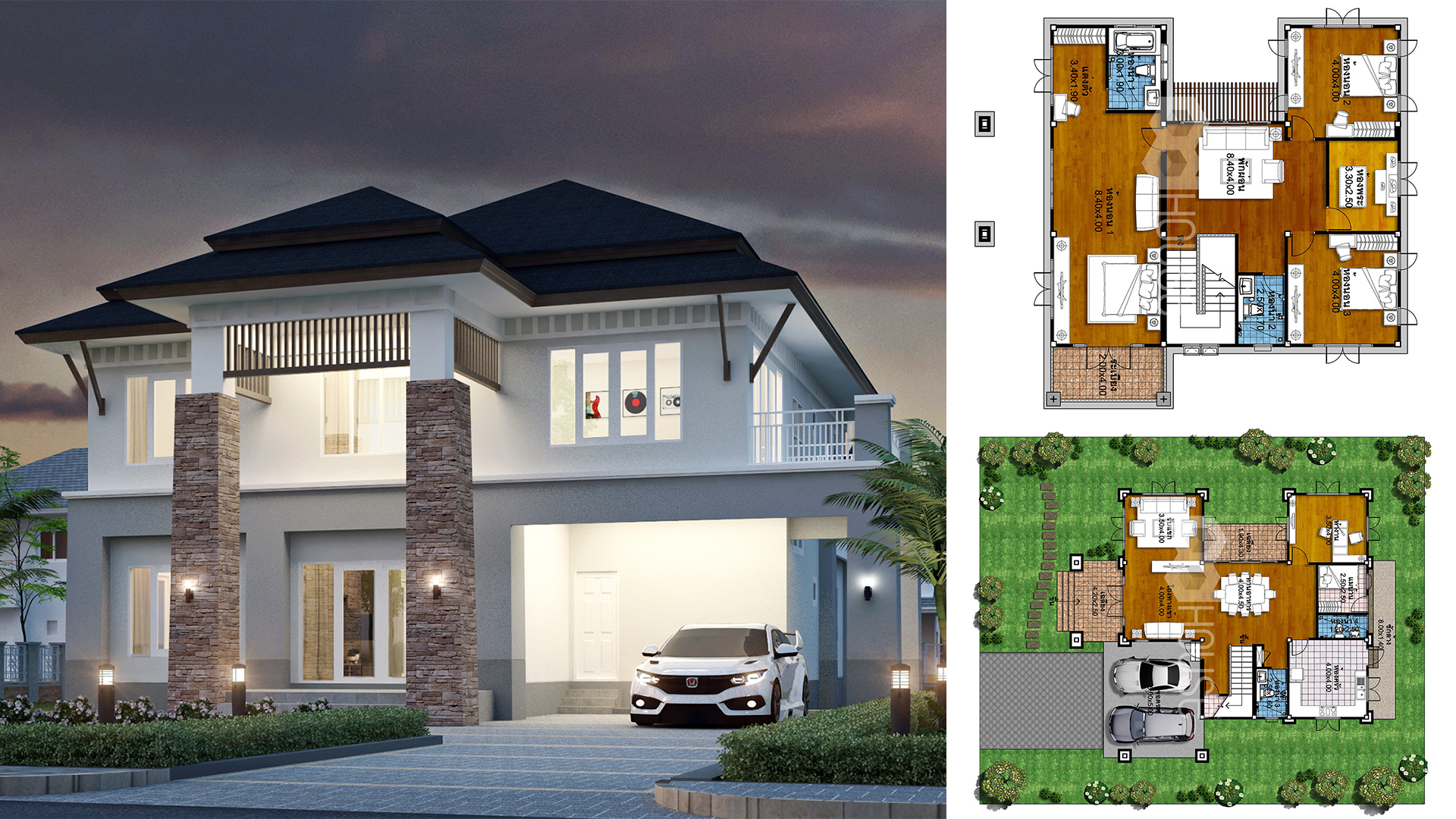 4 Bedroom House Plans 18x22 Meter 59x72 Feet