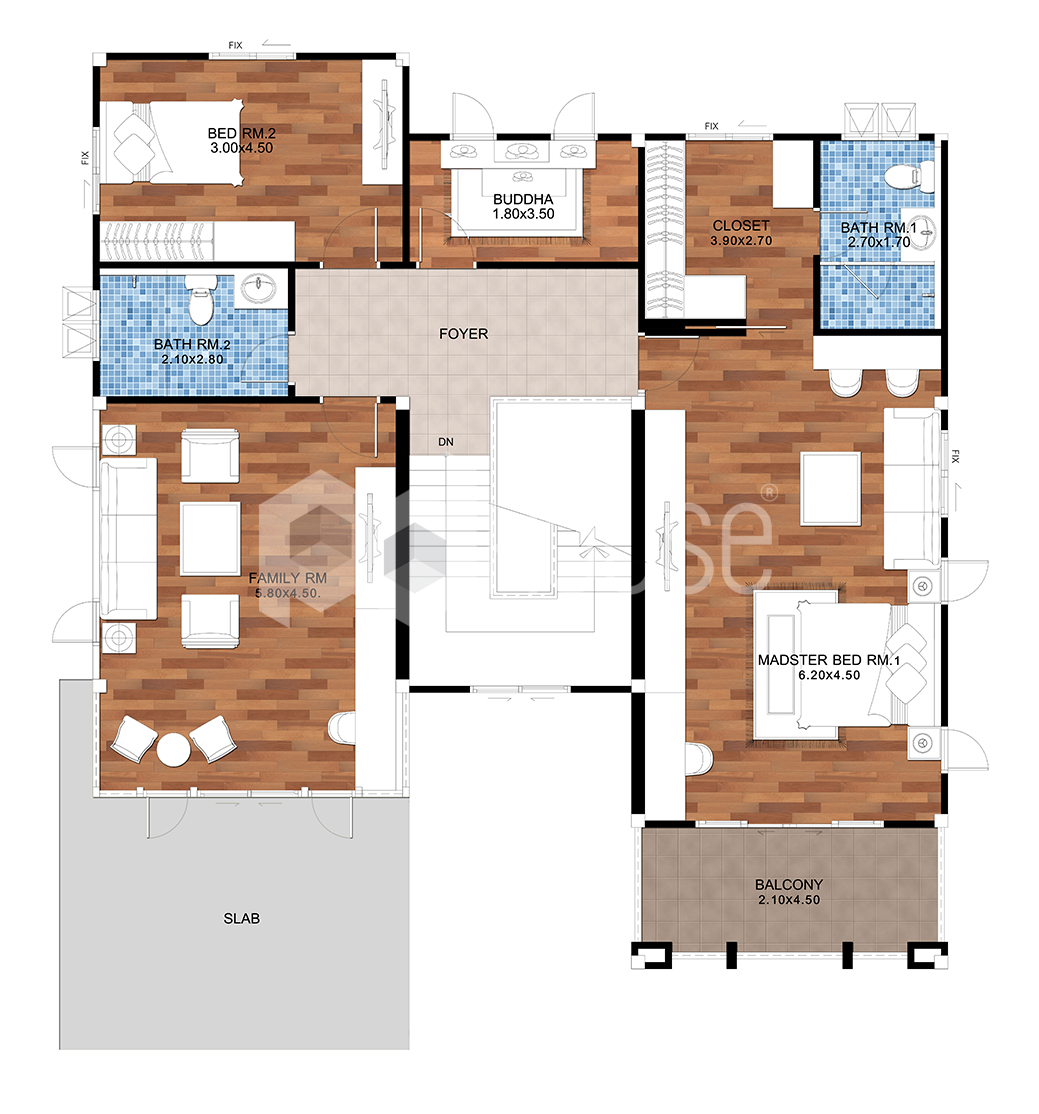House Designs Plans 17x20 Meter 56x65 Feet 3 Bedrooms first floor