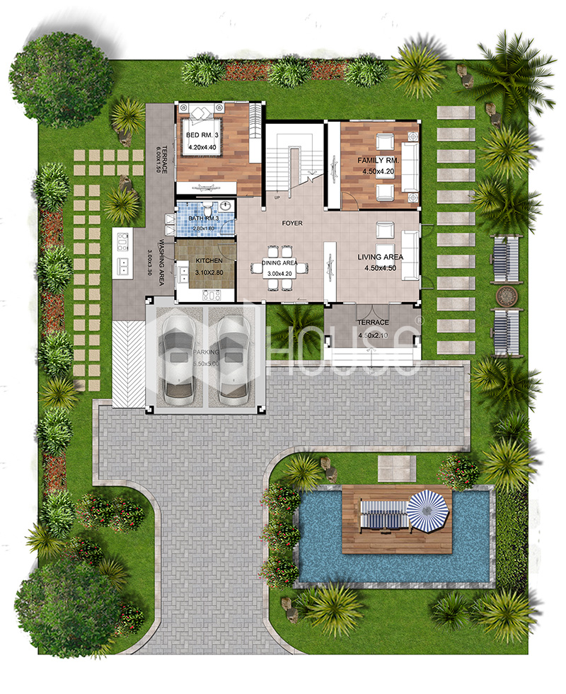 Modern House Plans 16x20 Meter 53x65 Feet 3 Bedrooms ground floor