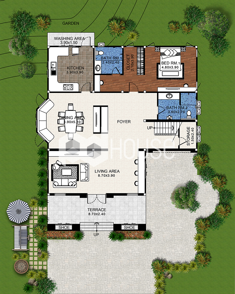 Southern Living House Plans 18x22 Meter 59x72 Feet 3 Bedrooms ground floor