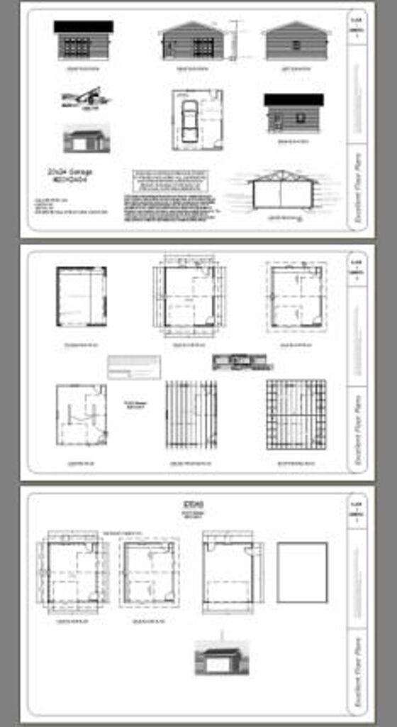 20x24 Plans Garage 1 Car 480 sq ft PDF Floor Plan detailing