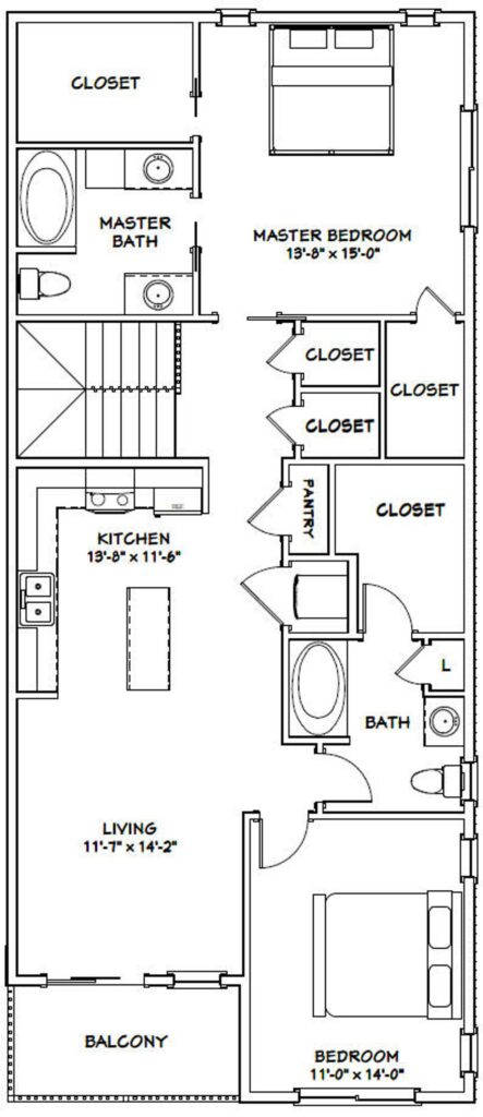 60x50 House Plans 2 Bedroom 2.5 Bath 1,694 sq ft PDF Floor Plan first floor
