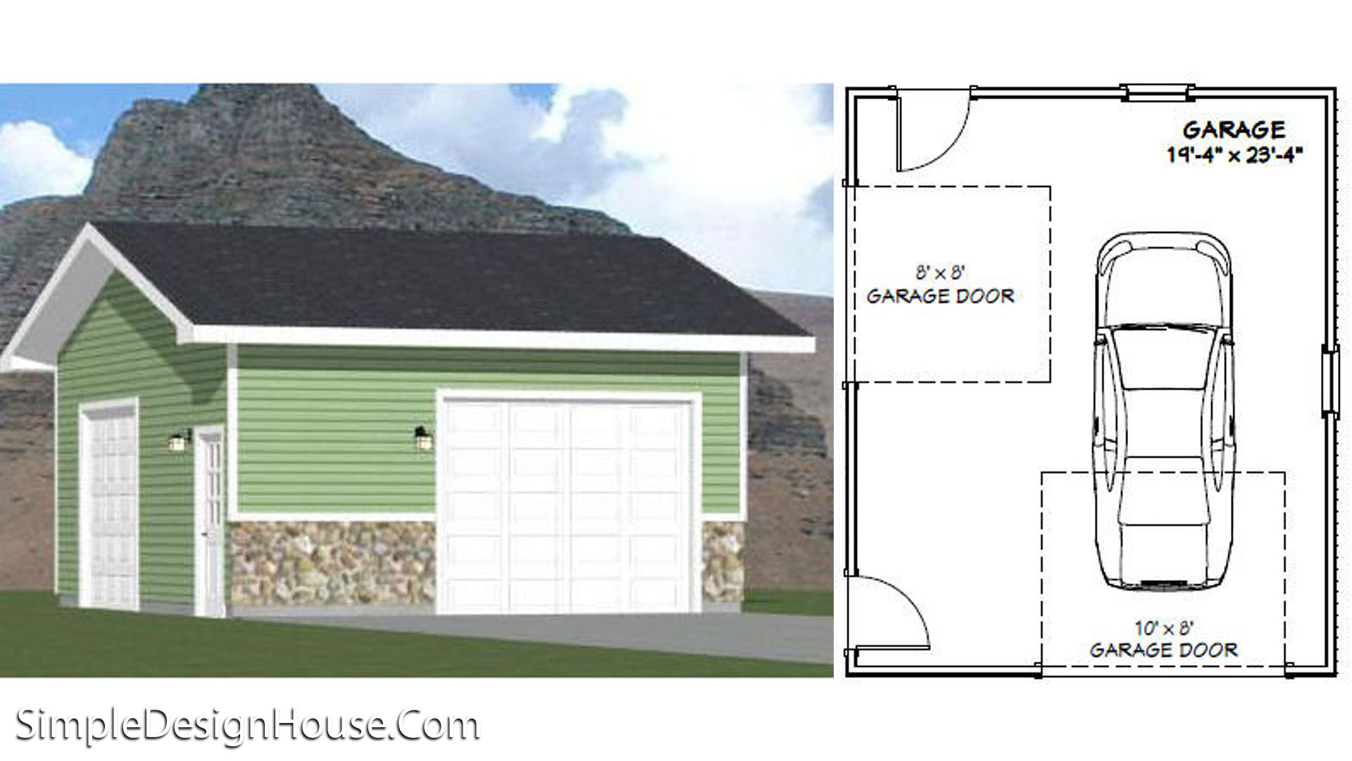 20×24 1 Car Garage 480 sq ft PDF Floor Plan
