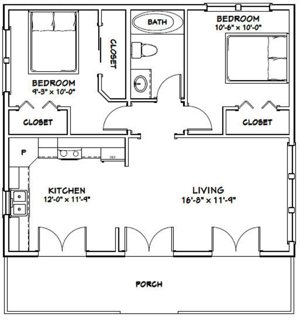 30x26 House  Plans  2  Bedroom  PDF  Floor Plan  Simple Design  