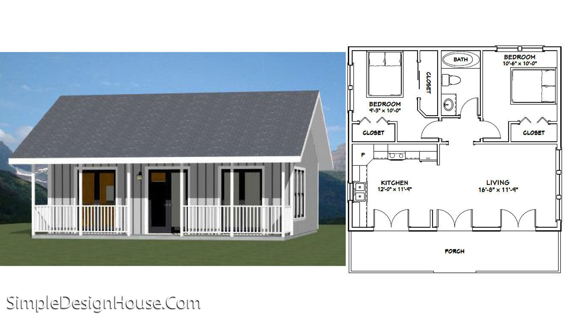30×26 House Plans 2 Bedroom PDF Floor Plan