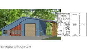 46x48 House Plans 3 Beds 1,157 sq ft PDF Floor Plan - Simple Design House