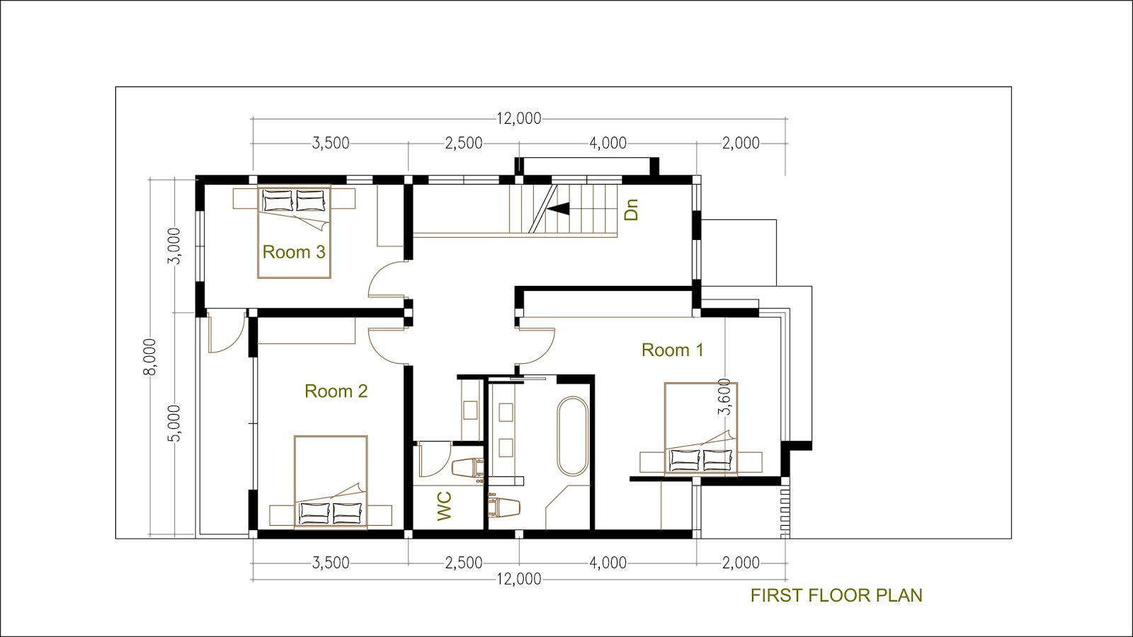 Simple House Plans 8x12 with 4 Bedrooms