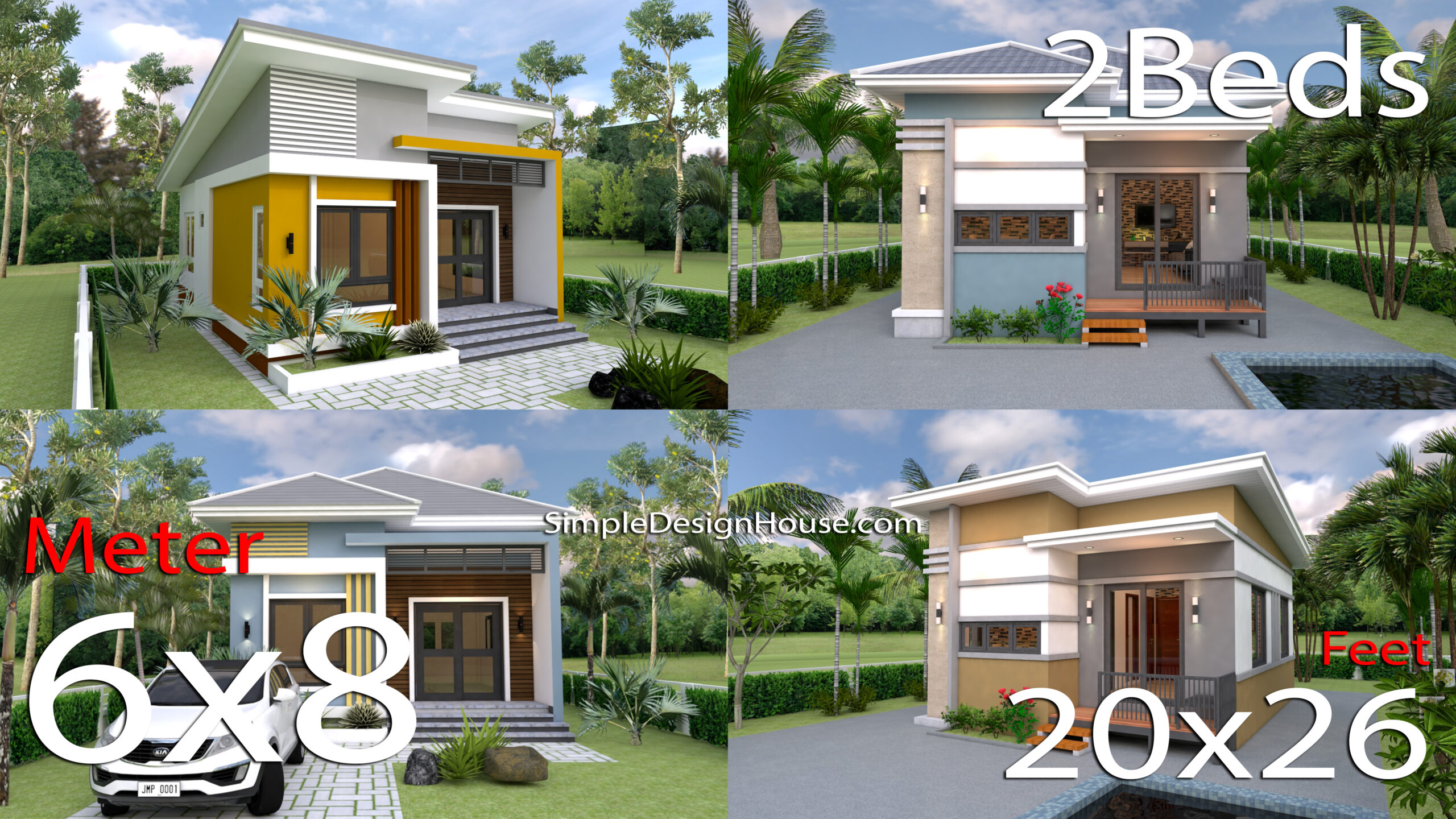 7 Best 2 Beds House Plans 6x8 You Will love