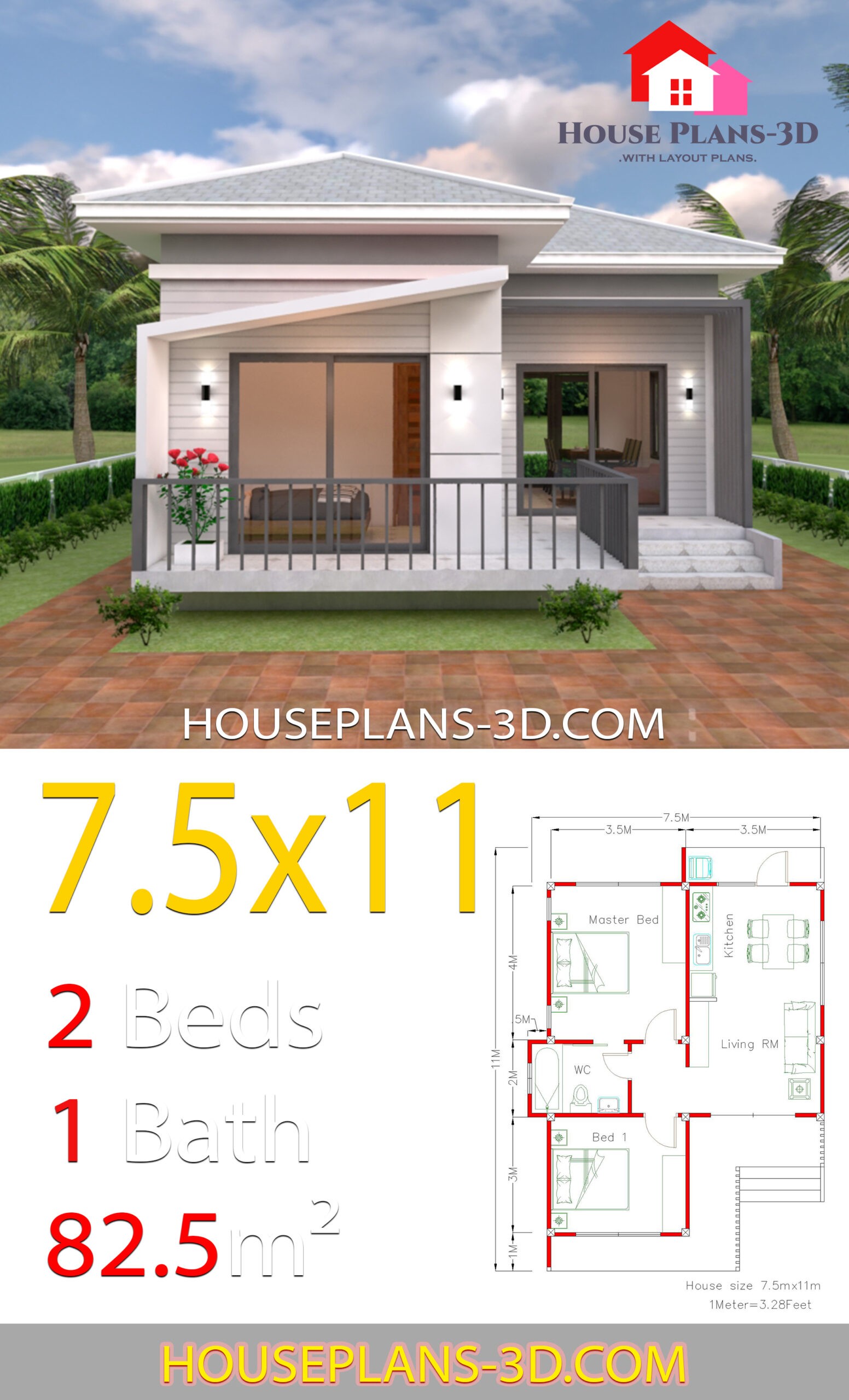 Hip 4 Best House Design With Front Size 7.5m