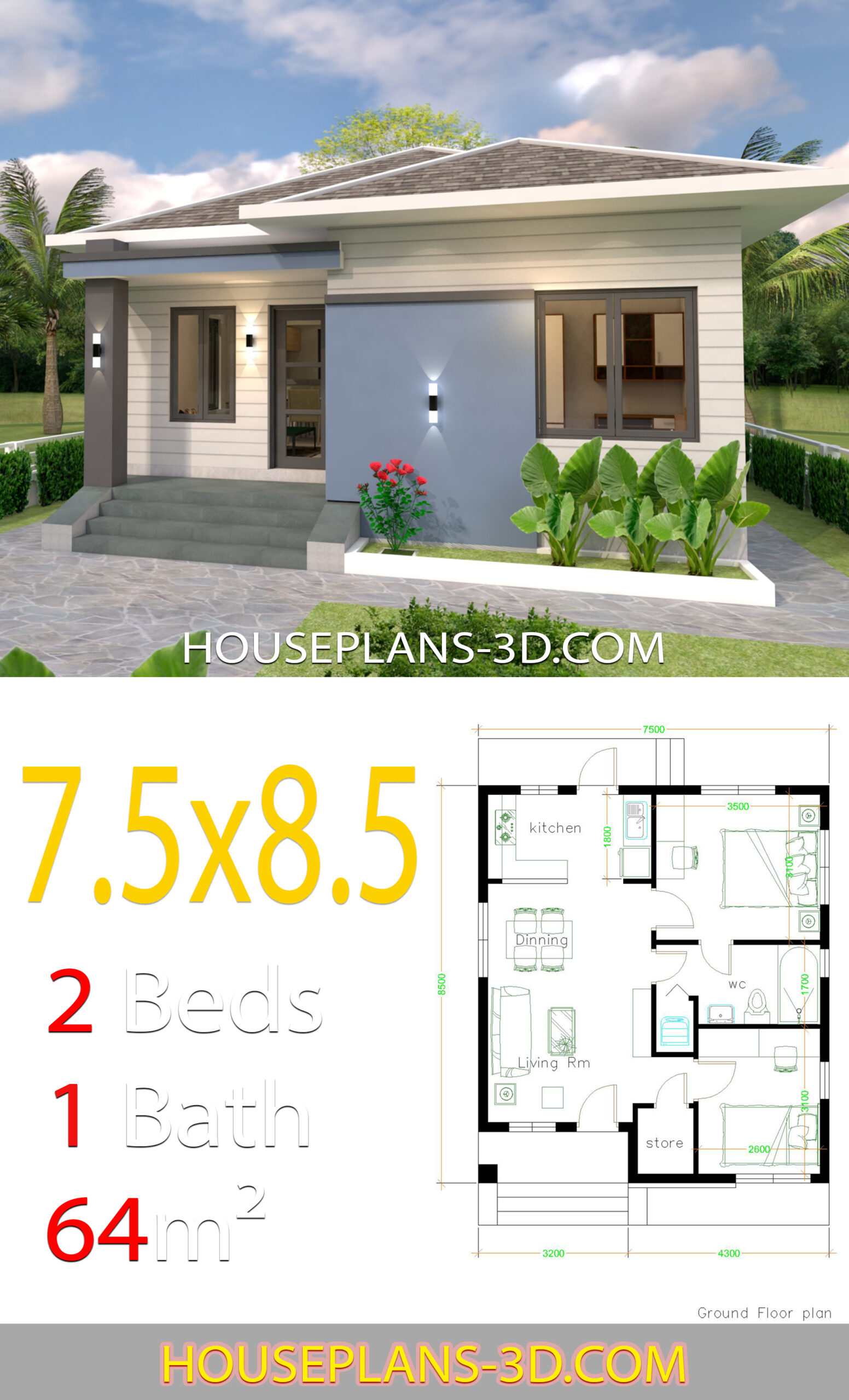 hIP ROOF 4 Best House Design With Front Size 7.5m