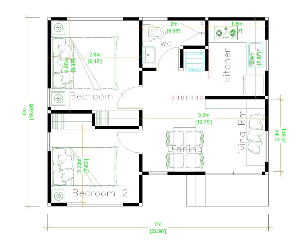 6 Small House Plans 7x7 with Floor Detailing You will Love