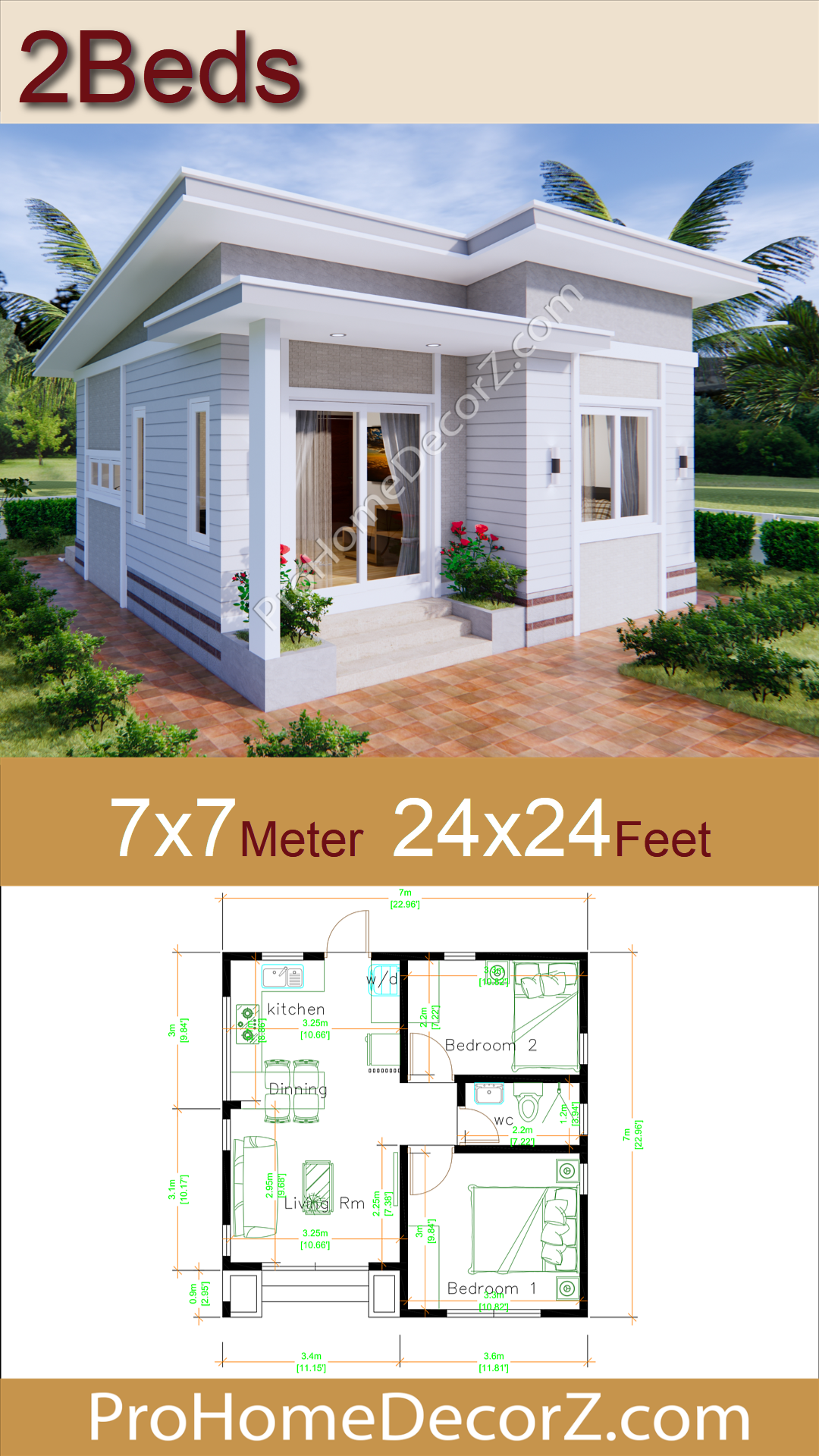 Shed roof 6 Small House Plans 7x7 with Floor Detailing You will Love