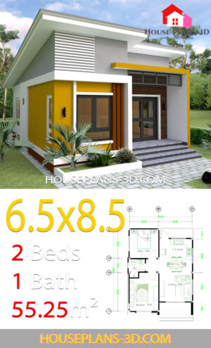 7 Best 2 Beds House Plans 6x8 You Will love - Simple Design House