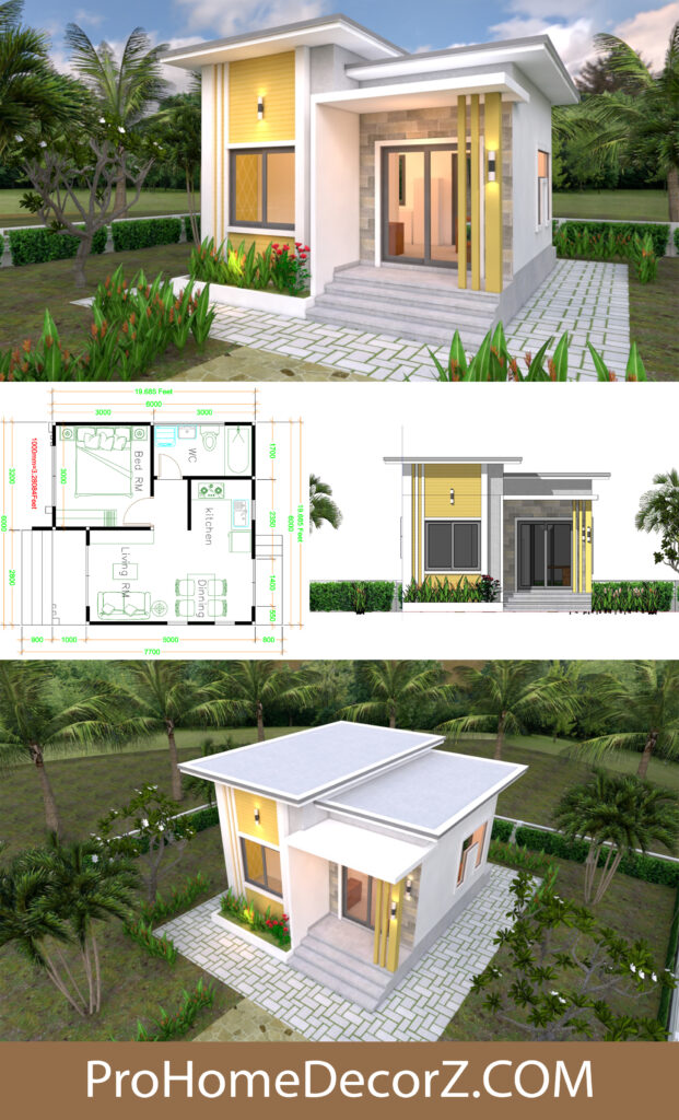 3 Modern Tiny House 6x6 Meters with One Bed - Simple Design House