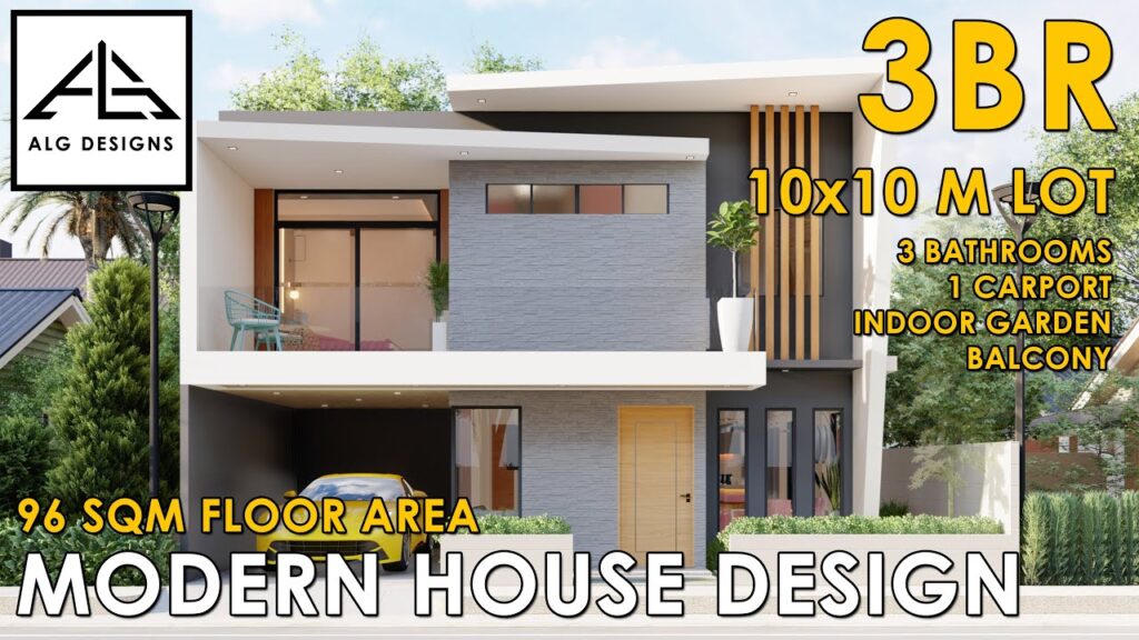 10x10 Lot 3 Bedrooms 100 square meter 2 Story House Design floor area