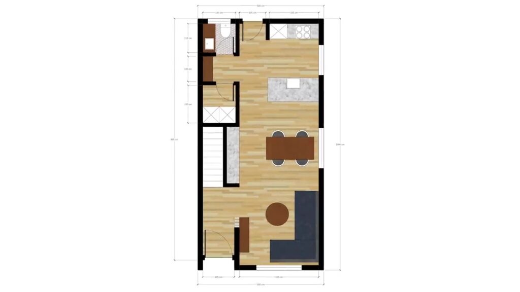 5x10 Meters Small House Design Idea with 3 Bedrooms