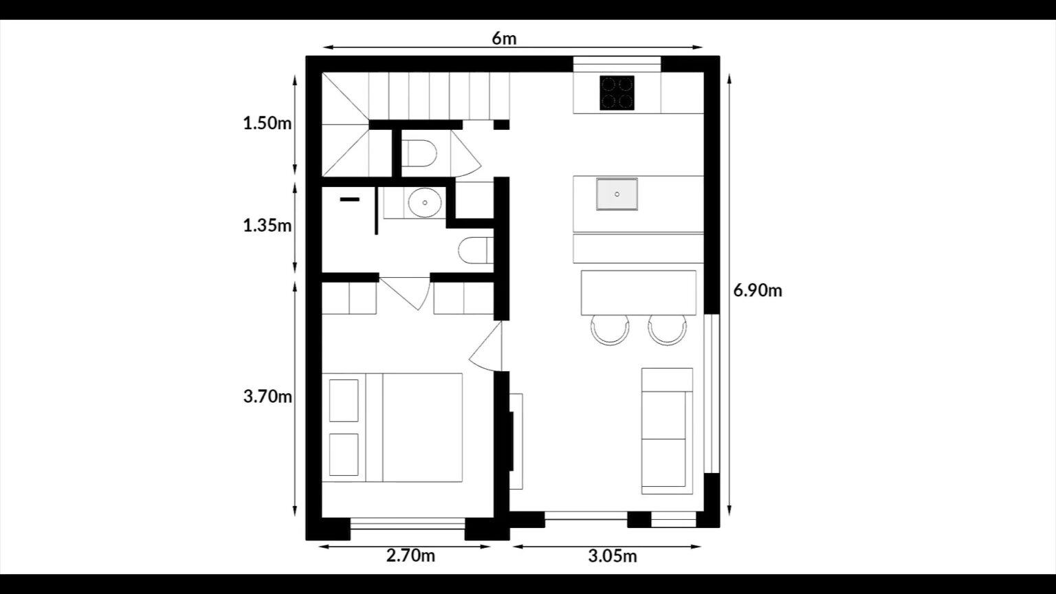 6x7 Meters Small House Design Idea with 3 Bedrooms - Simple Design House