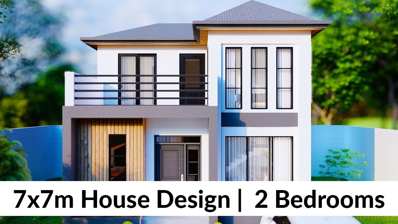 7x7-Meters-Small-House-Design-Idea-with-2-Bedrooms