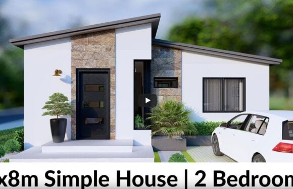 8×8 Meters Small House Design Idea with 2 Bedrooms