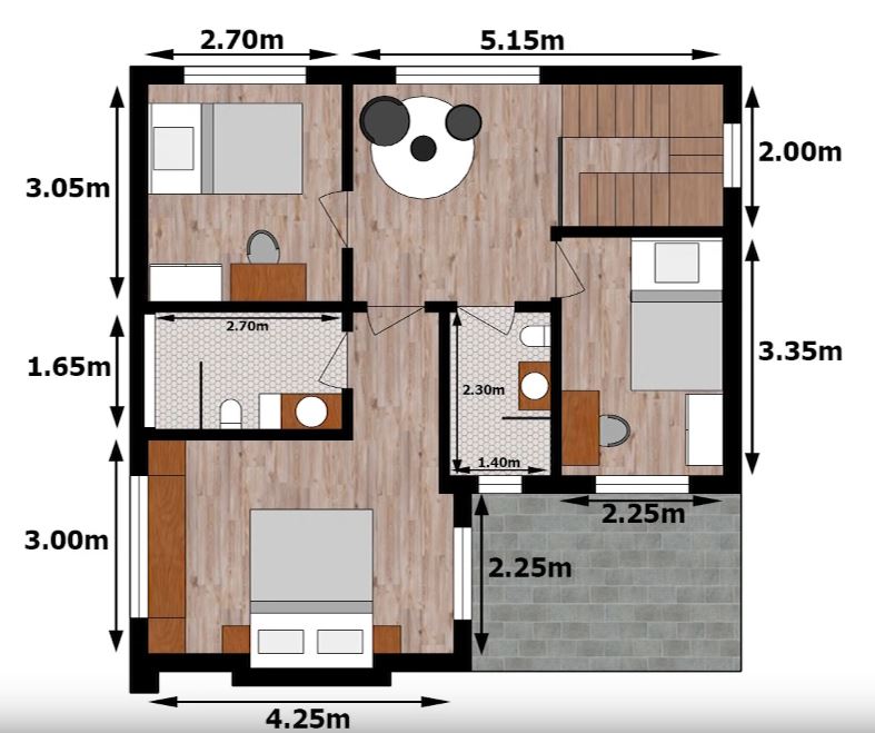 8x8m House Design  2 Story House with 3 Bedrooms