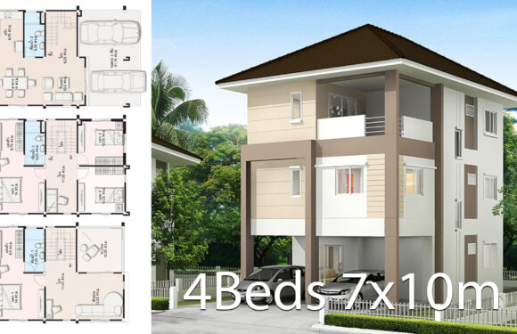 Home design idea 7×10 with 4 bedrooms floor plan