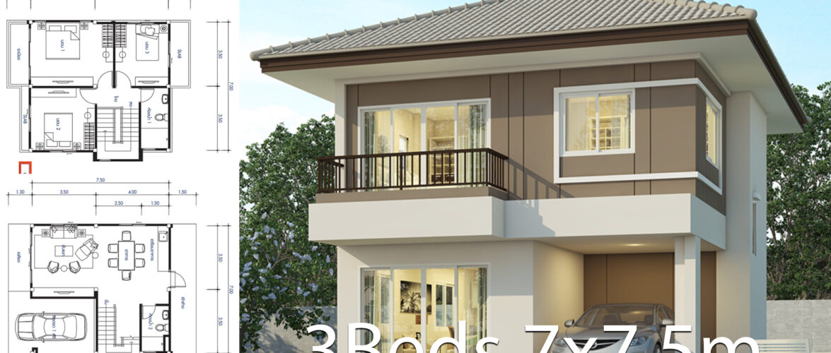 House Design 7x7 5m With 3 Bedrooms