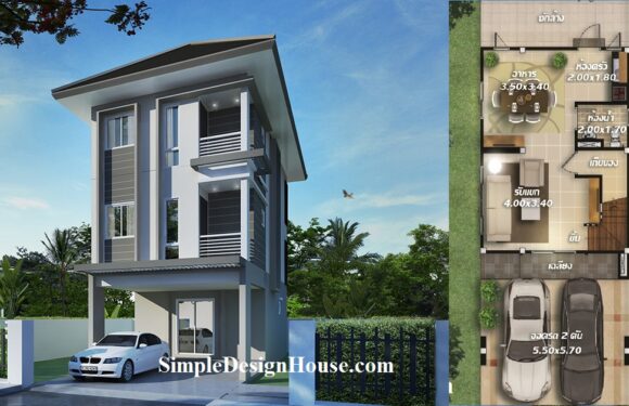 Small House Idea 5.5×10.5 with 4 bedrooms layout plan