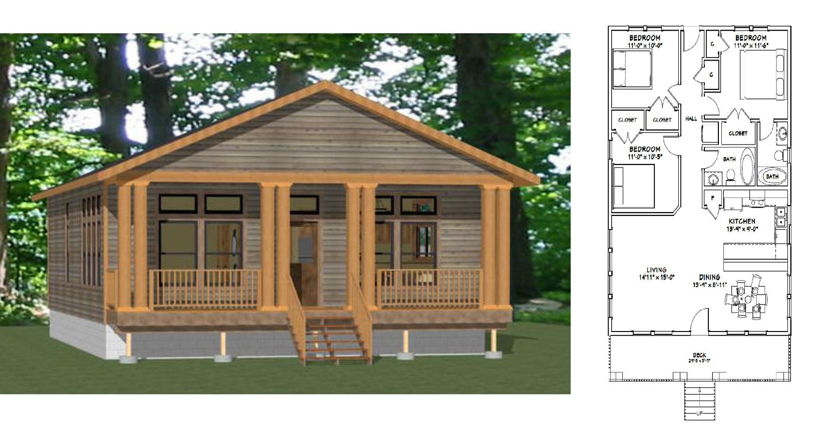 30x40-House-3-Bedroom-2-Bath-1200-sq-ft-PDF-Floor-Plan