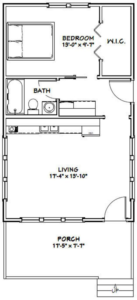 18x30 Small  House Plan 1 Bedroom 1 Bath 540 sq ft PDF Floor Plan floor plan