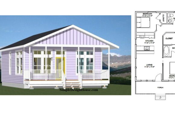 24×32 Small House Plan 2 Bedrooms 2 Baths 768 sq ft PDF Floor Plan