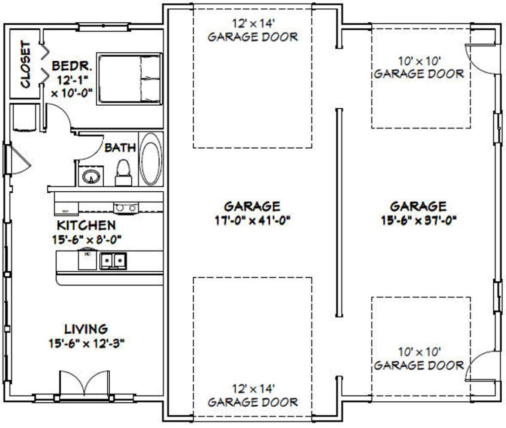 50x42 Garage Plan 1 BR 1 BA PDF Floor Plan 1,973 sq ft